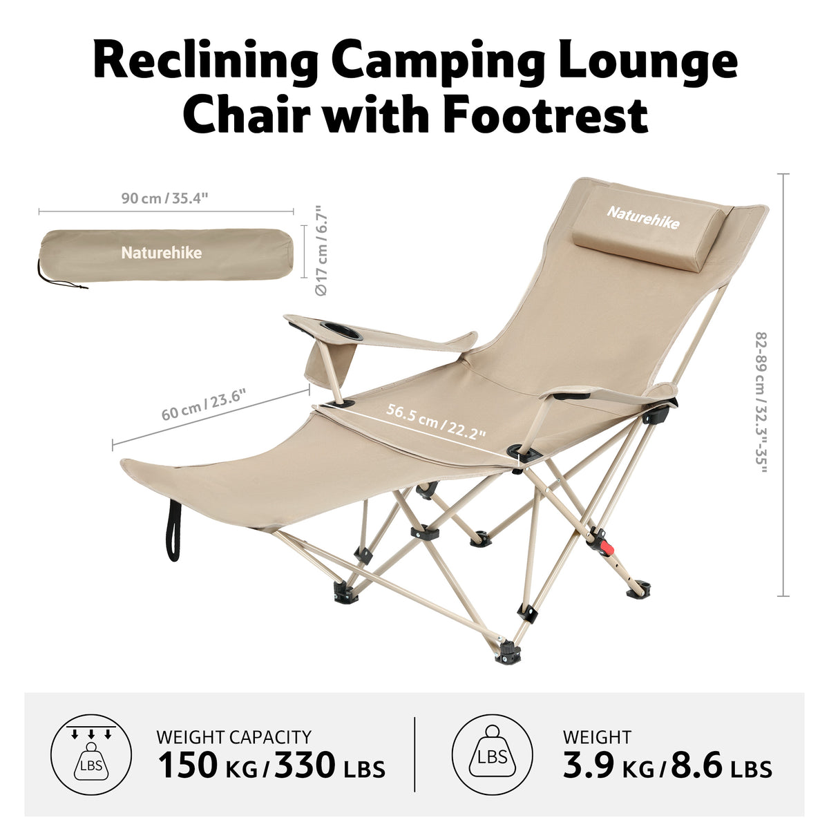 CNK2550JJ019 Sea Star 002 Gathering Style High-Back Folding Chair Khaki