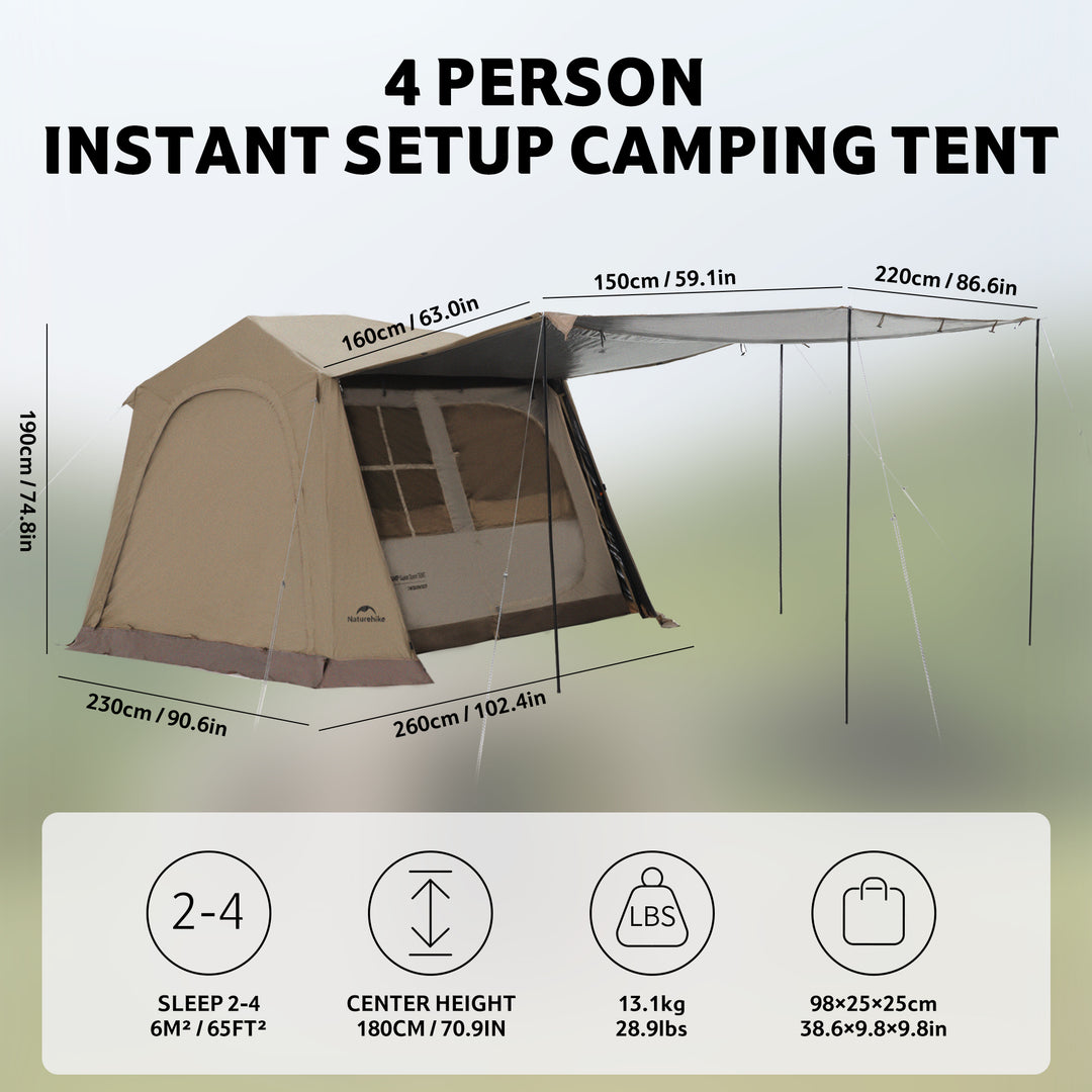 Village™ 6.0 New 4-Person Instant Cabin Tent - Naturehike