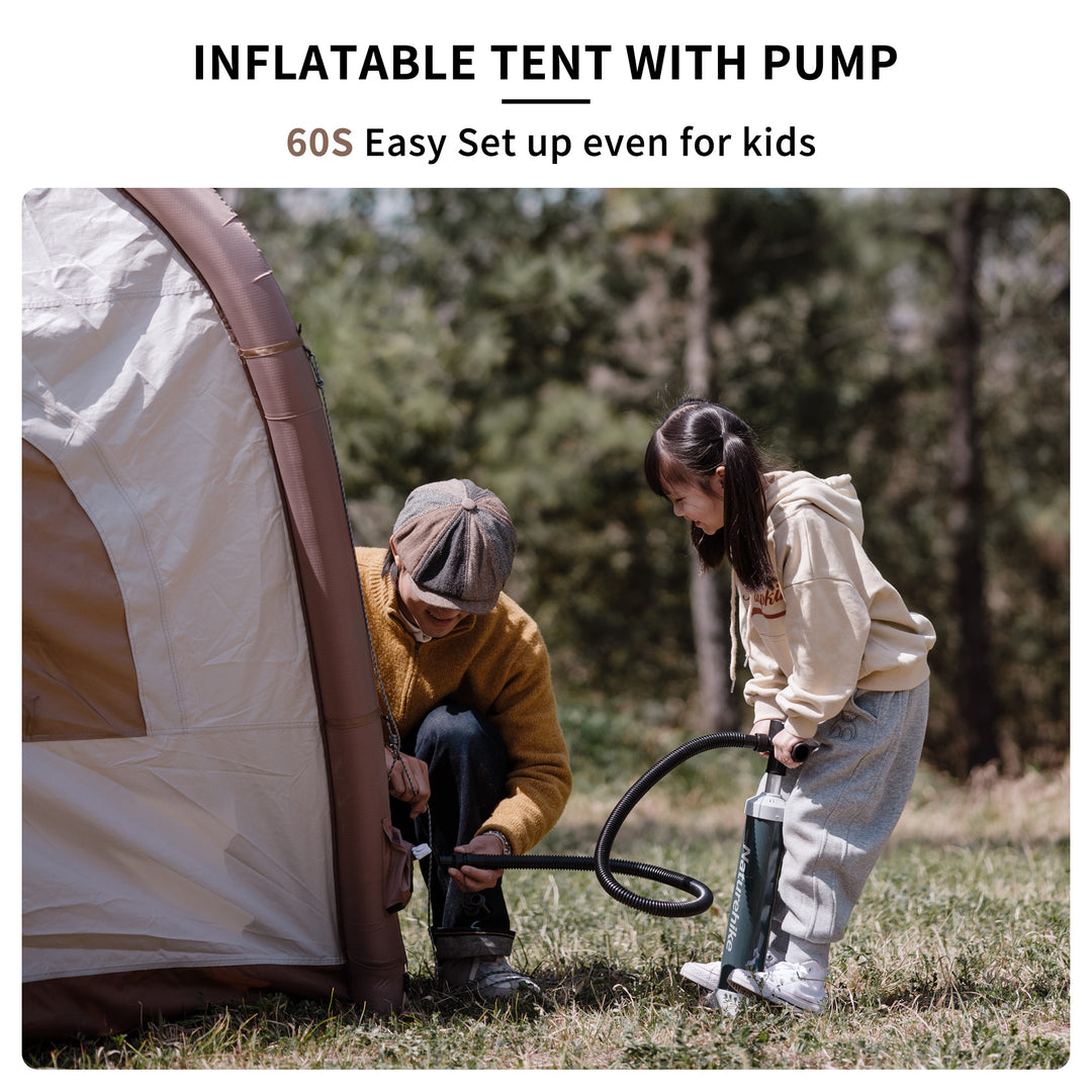 air up zelt Ango Air 3 aufblasbares 4-Jahreszeiten-Zelt – Naturehike