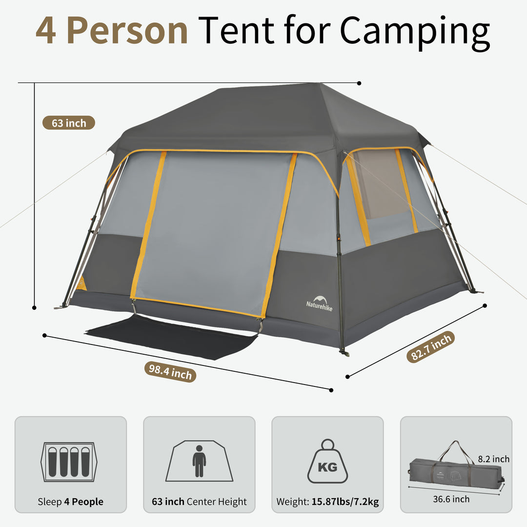 4 person tent size Cape™ 5.2 4-Person Square Pop-Up Camping Tent