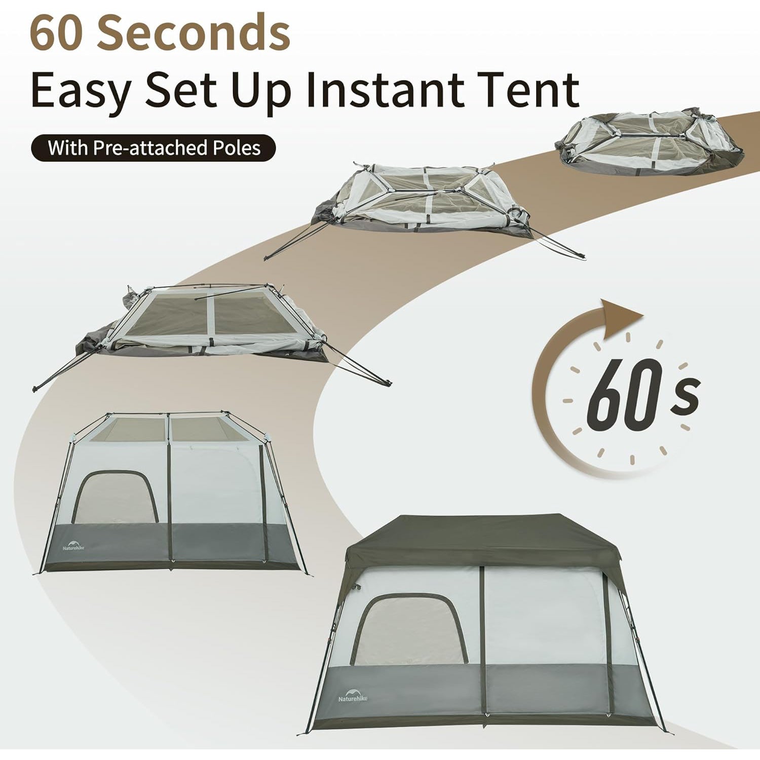 Cape 8.3 6-Person Square Pop-Up Camping Tent | Naturehike