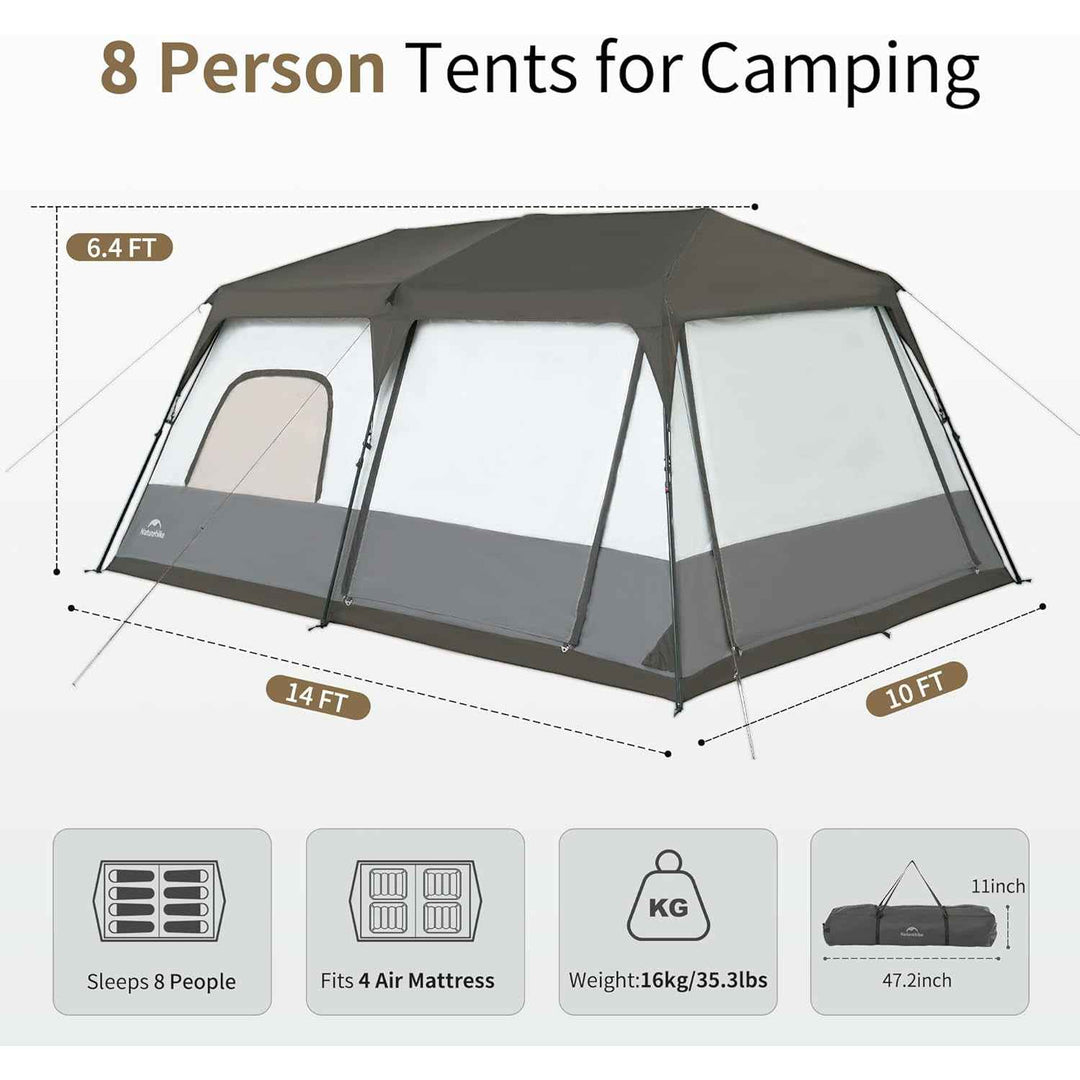 Cape™ 12.9 Quadratisches Pop-up-Campingzelt für 8 Personen