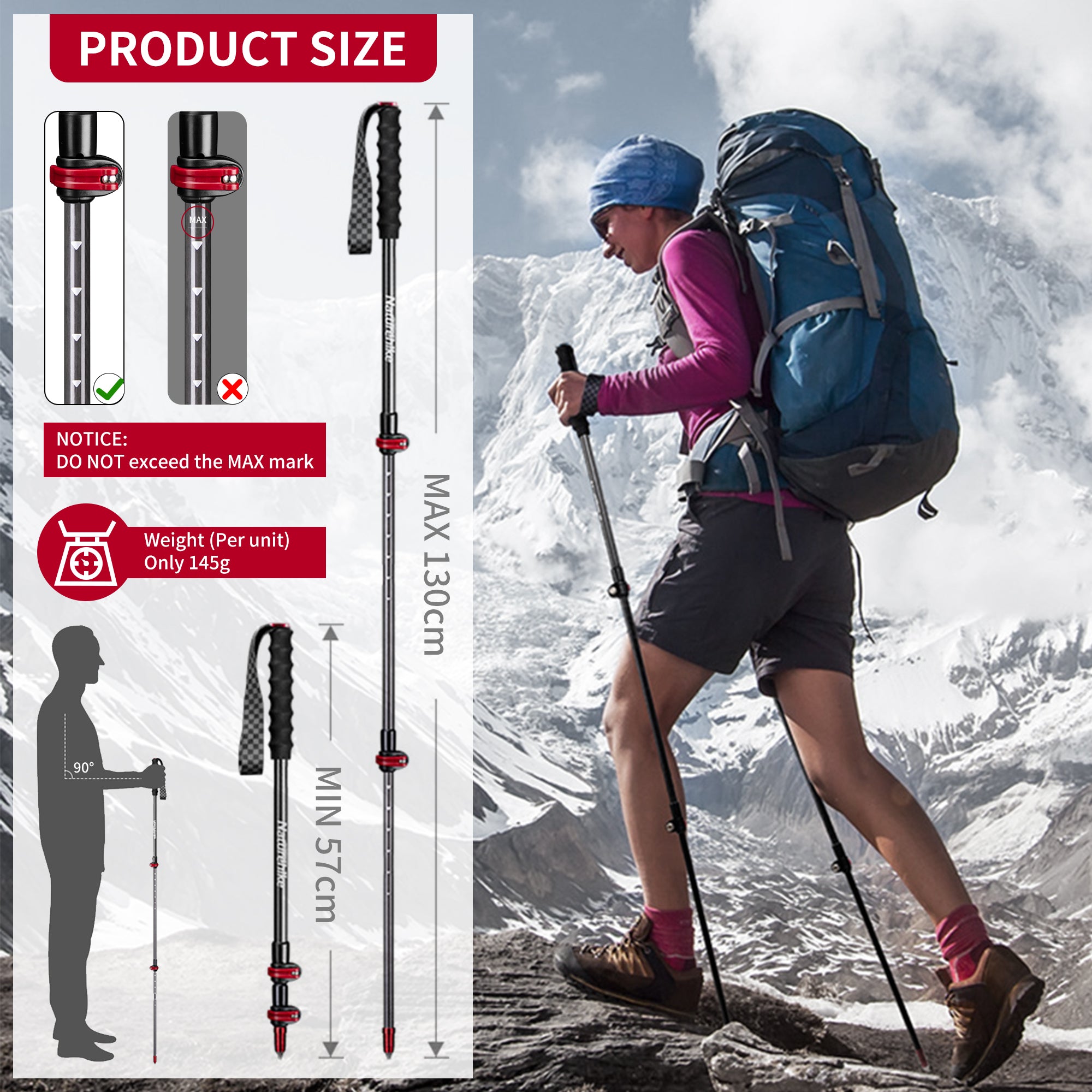 Trail Buddy Lightweight Trekking Poles Durable 45mm Long Trekking - Main Image
