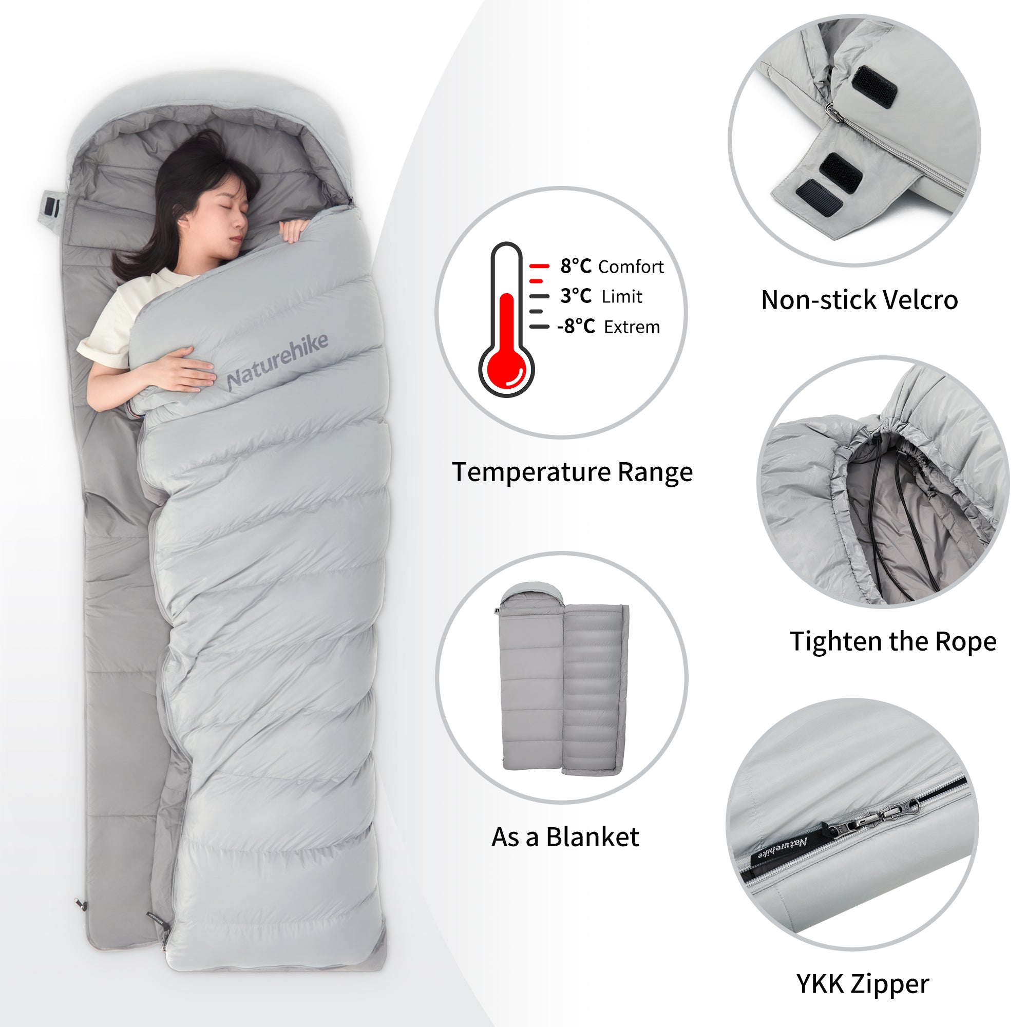 RM Hooded Envelope Cotton Sleeping Bag – Naturehike