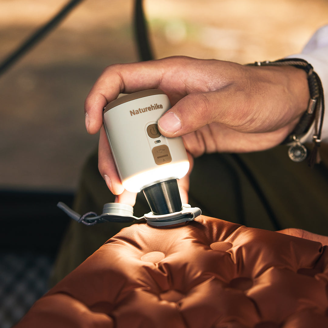 best mini air pump backpacking Naturehike Ultralight Mini Air Pump with Camping Light Oat Gray