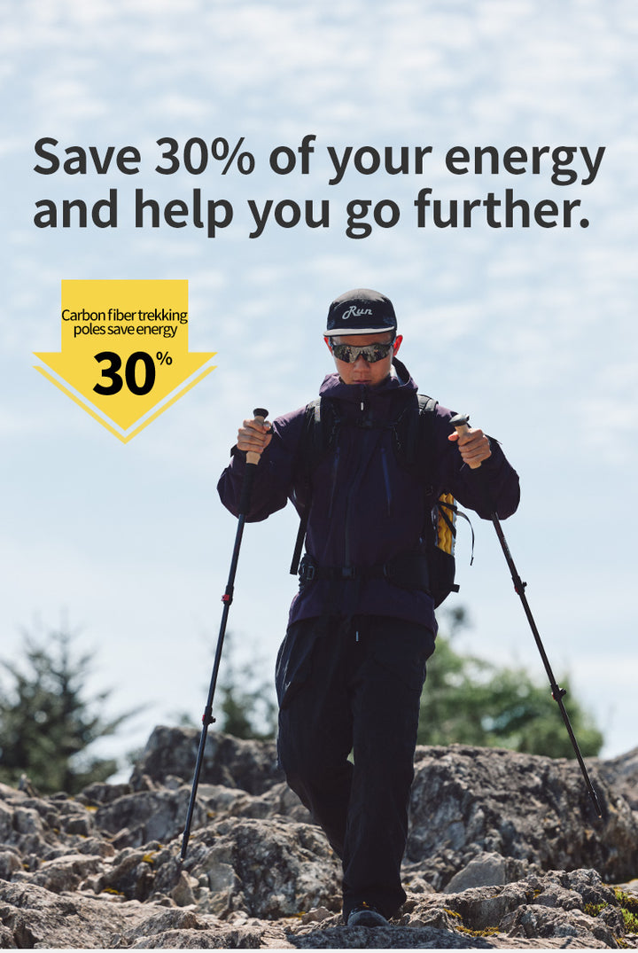 Far Wind™ Three-section Telescopic Carbon Trekking Pole