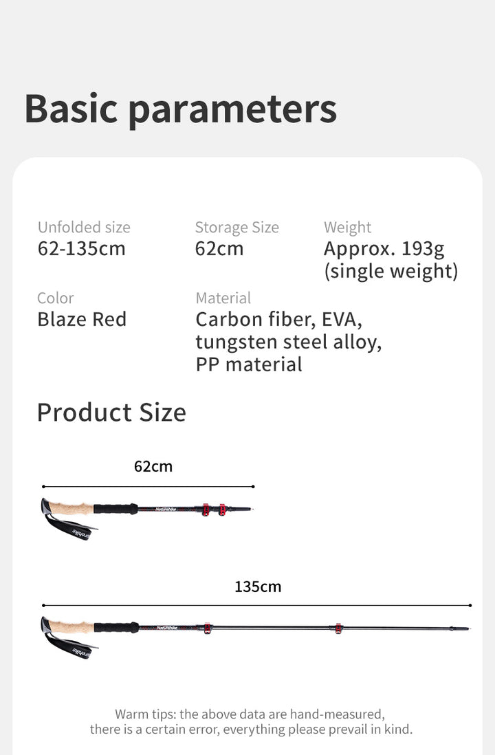 Far Wind™ Three-section Telescopic Carbon Trekking Pole