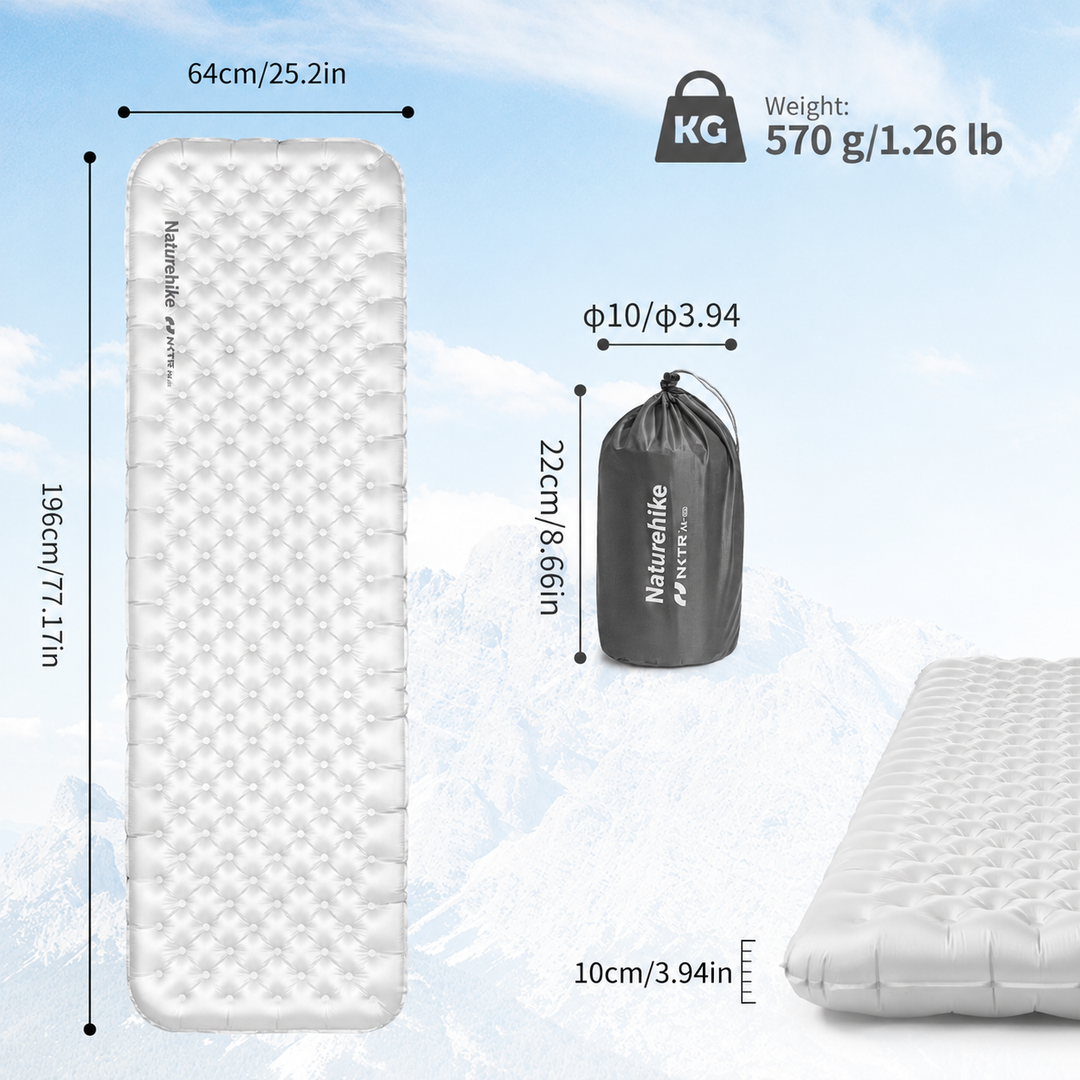 Matelas gonflable ultraléger TuYe™ R6.5 avec parois latérales renforcées