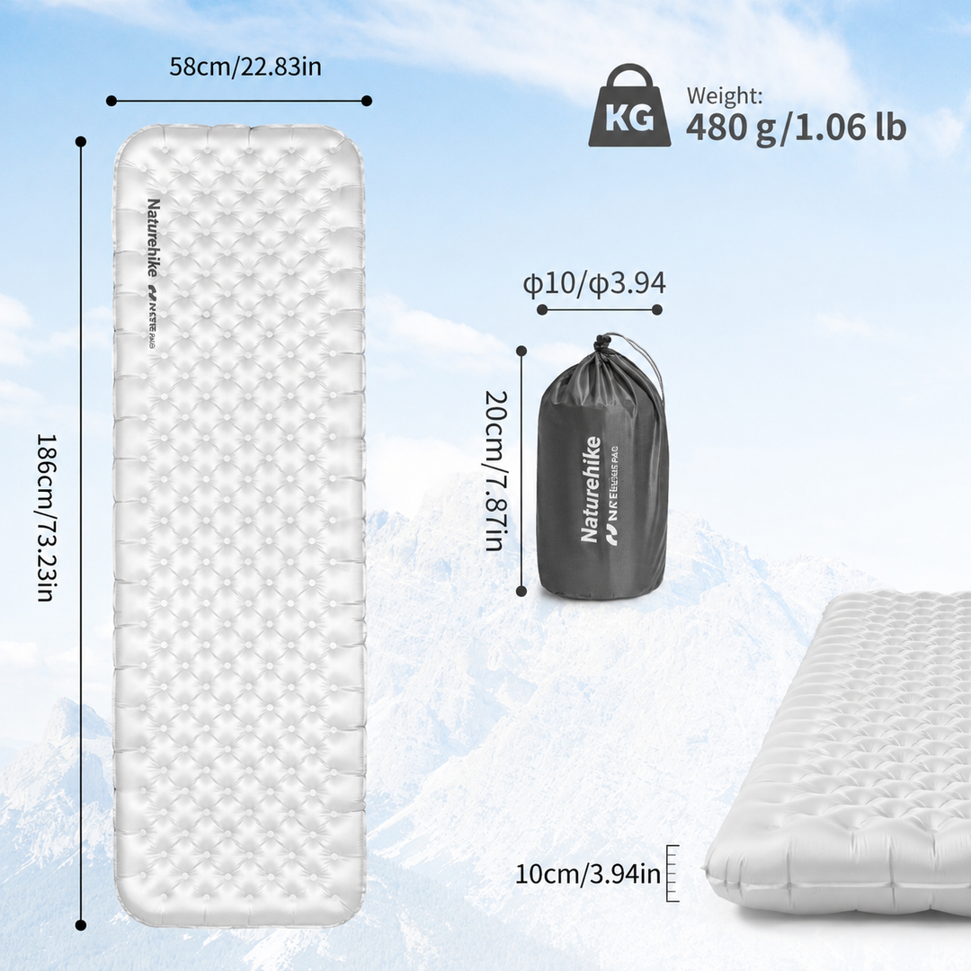 Matelas gonflable ultraléger TuYe™ R6.5 avec parois latérales renforcées