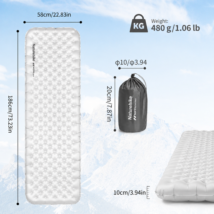 Matelas gonflable ultraléger TuYe™ R6.5 avec parois latérales renforcées