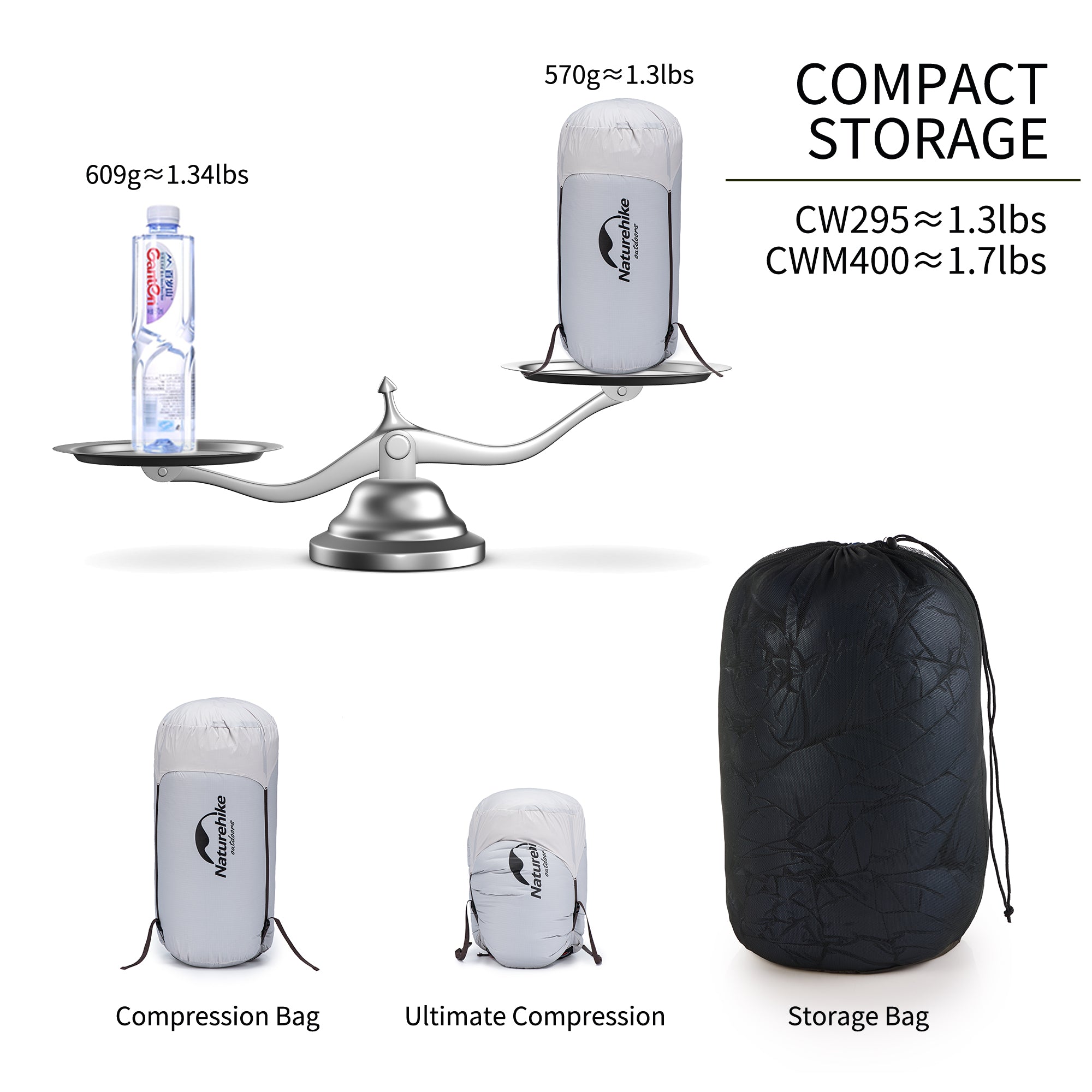CW™295 Down Ultralight Sleeping Bag 54°F / 12°C – Naturehike