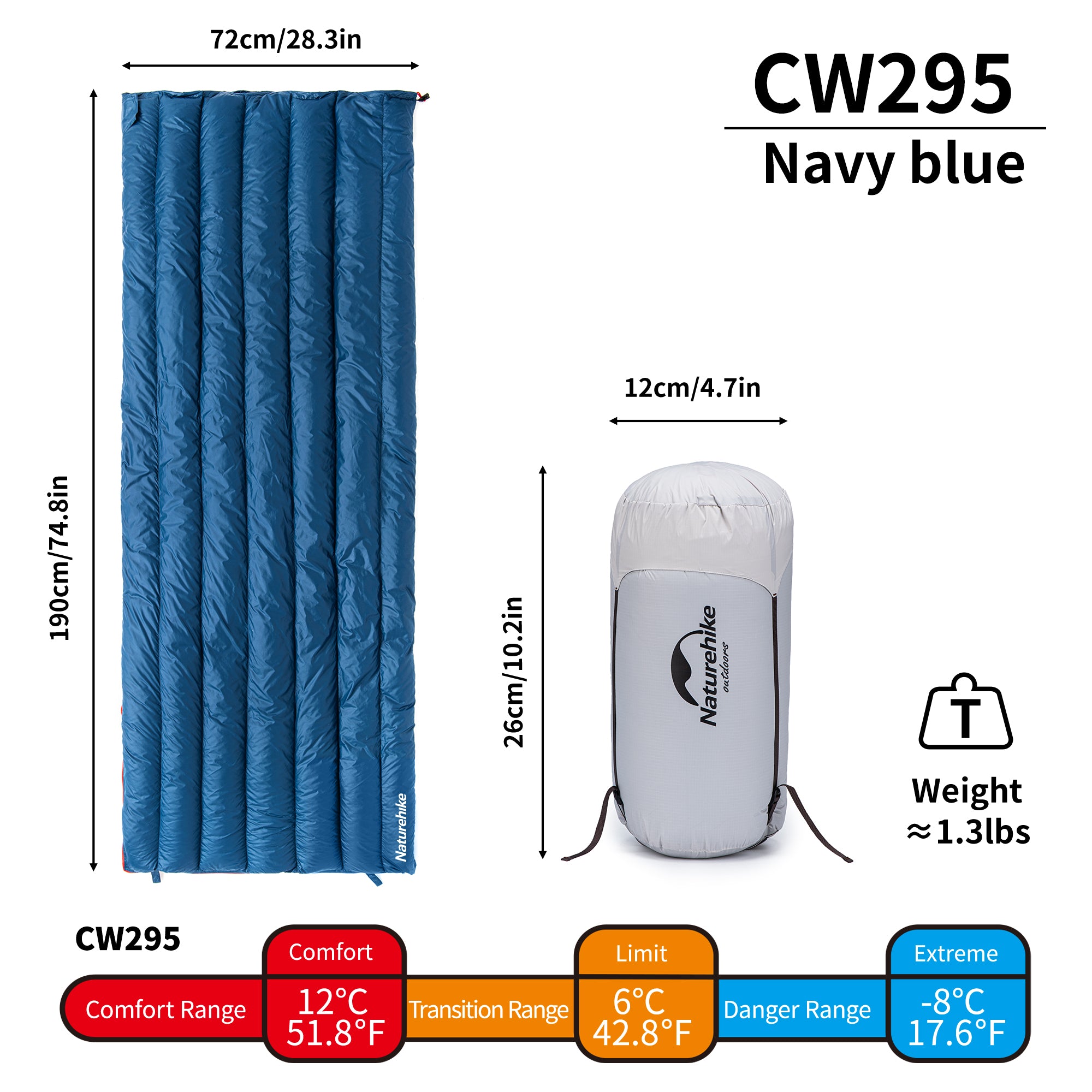 CW™295 Down Ultralight Sleeping Bag 54°F / 12°C – Naturehike