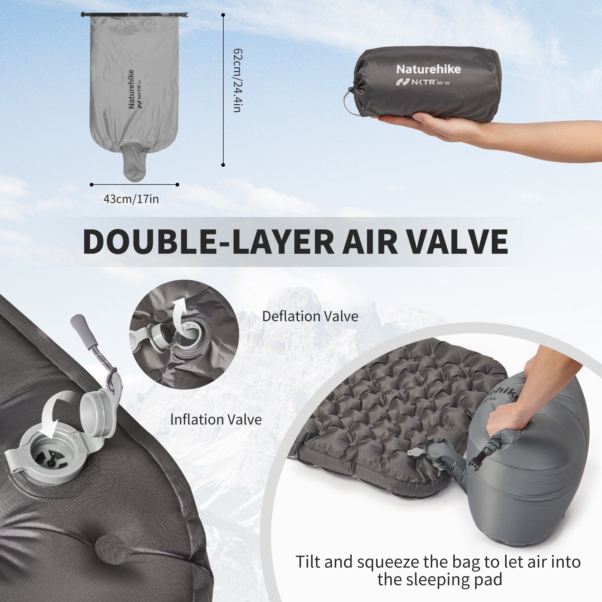 アウトドア寝具 Naturehike ULTRA LIGHT INFLATABLE PAD Inflatable Camping Sleeping Pad - Naturehike official store