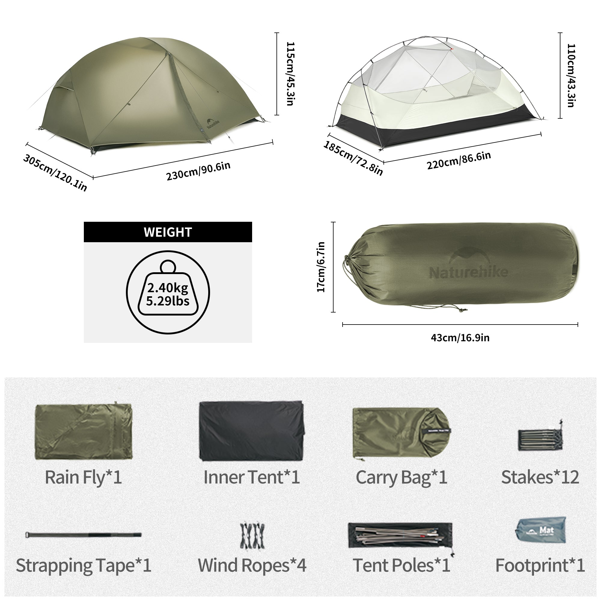 Mongar™ Pro 3-Person Ultralight Backpacking Tent | Naturehike