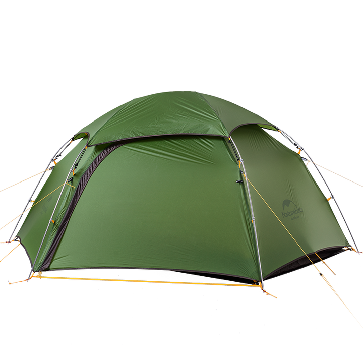Naturehike Cloud Peak 2-Person 4-Season backpacking tent in green, fully pitched studio shot on white background, waterproof and wind-resistant tent for camping, hiking, mountaineering, and year-round outdoor use