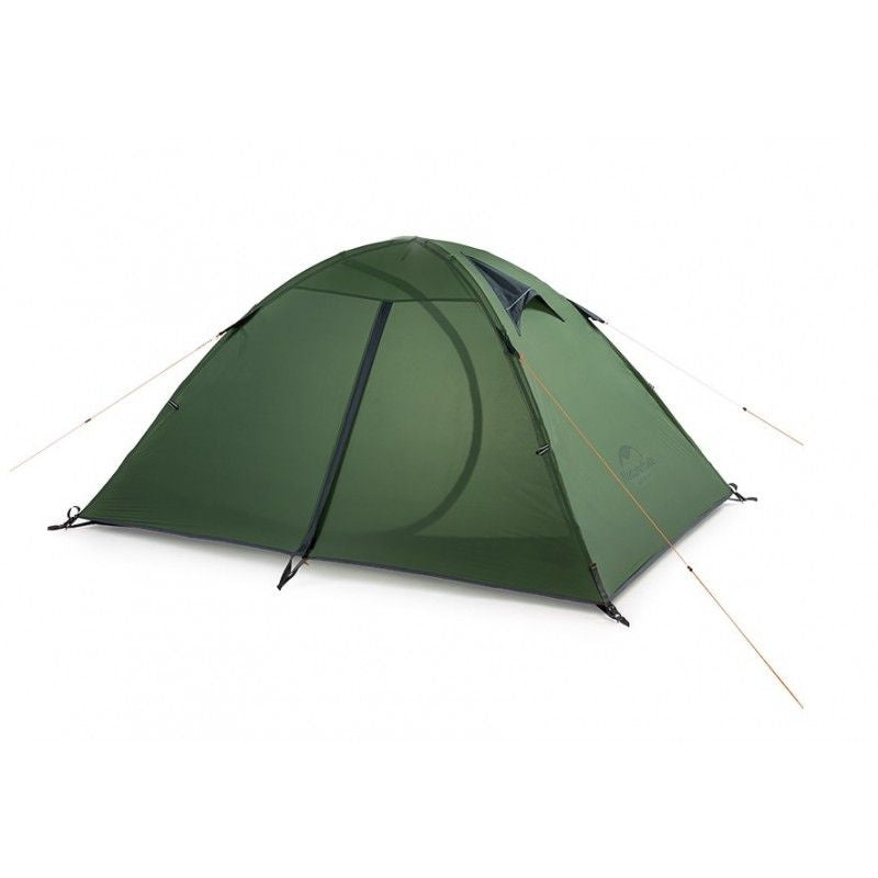 Naturehike Cloud Trek 2 men tent on white background, green ultralight 2-person bikepacking and backpacking tent, showing spacious interior and compact storage design, ideal for best lightweight tents, tents in sale, and camping gear on sale.