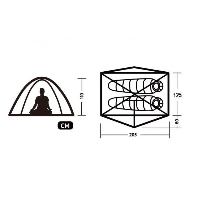 Naturehike Cloud Trek 2 men tent on white background, showing spacious interior with two sleeping areas and enough height for sitting comfortably, highlighting ultralight backpacking design and ideal for best lightweight tents and camping gear on sale.