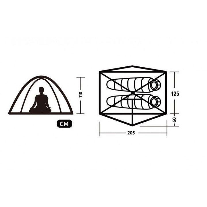 Naturehike Cloud Trek 2 men tent on white background, showing spacious interior with two sleeping areas and enough height for sitting comfortably, highlighting ultralight backpacking design and ideal for best lightweight tents and camping gear on sale.