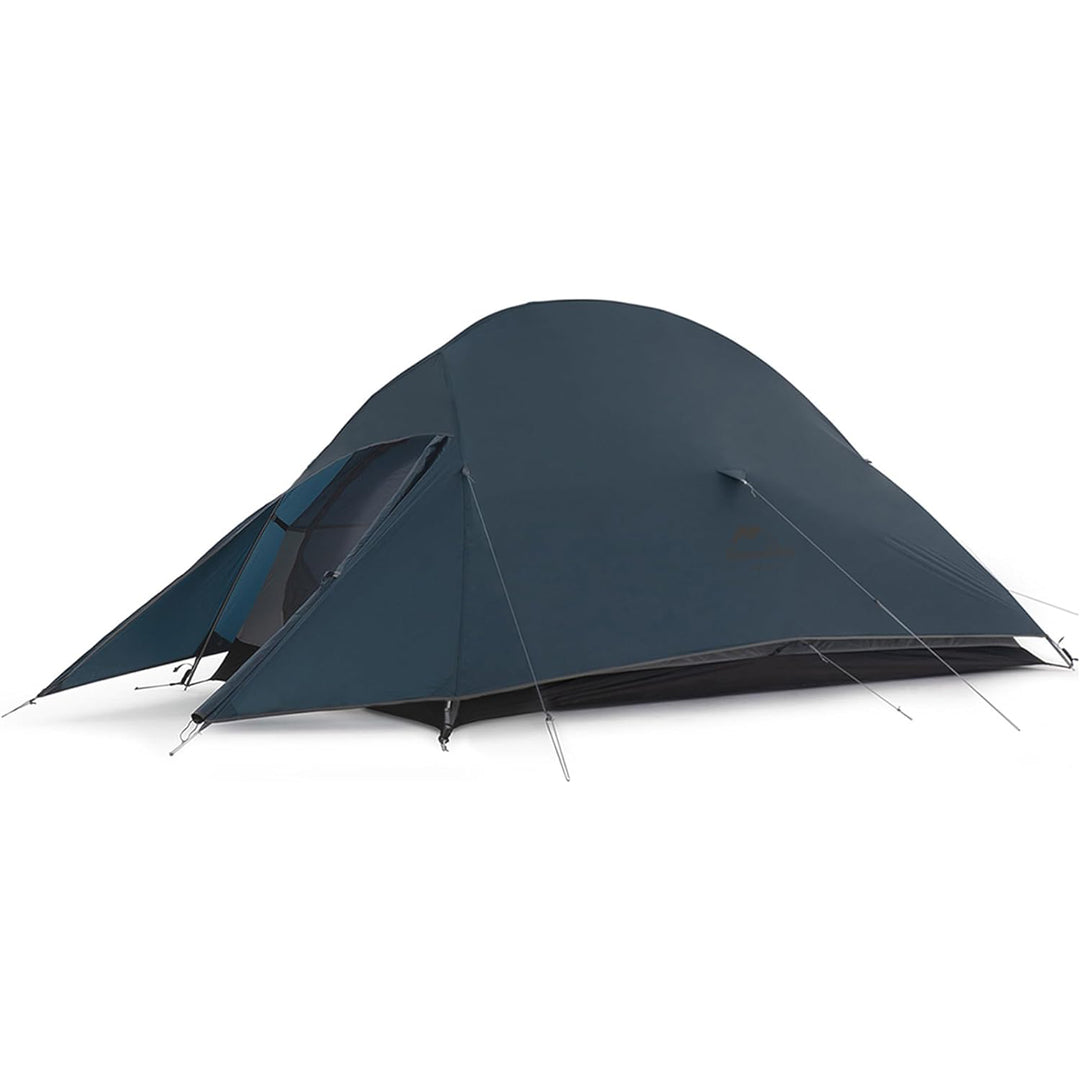 Naturehike Cloud Up 2-Person Ultralight Backpacking Tent in blue fully set up with rainfly on a white background, lightweight waterproof camping tent for hiking, backpacking, and outdoor adventures