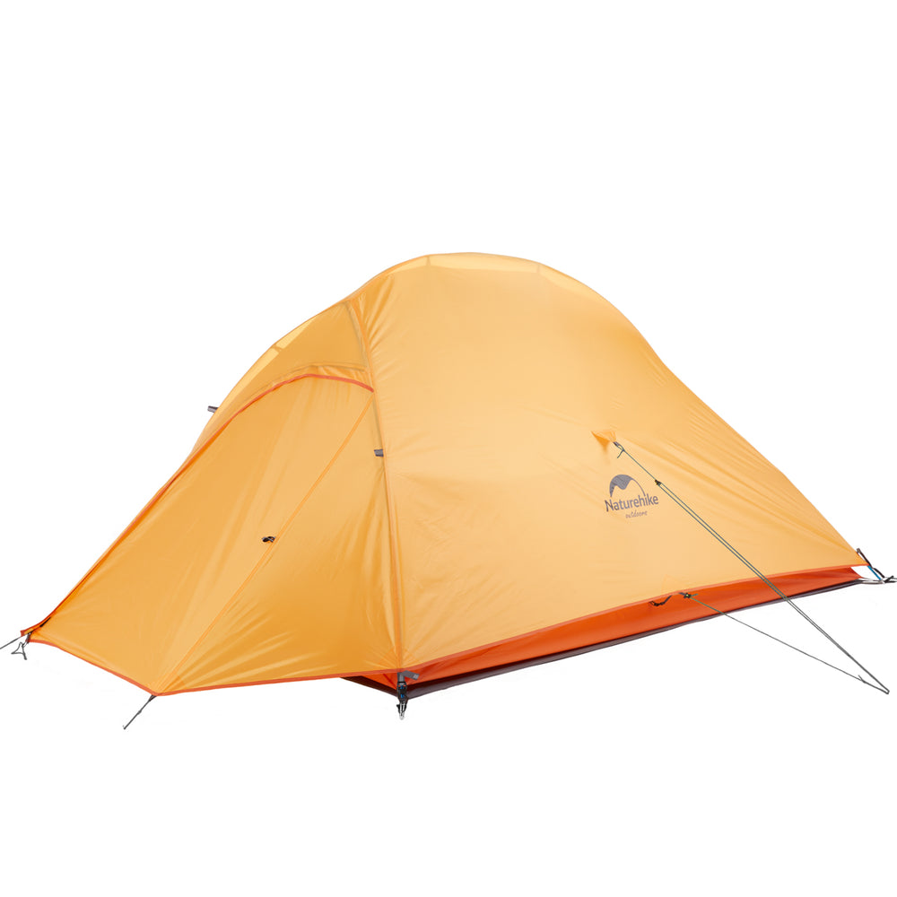 Naturehike Cloud Up Base 2 person ultralight backpacking tent in orange color, fully pitched freestanding double layer shelter on white background, lightweight waterproof tent for hiking, camping, and outdoor adventures