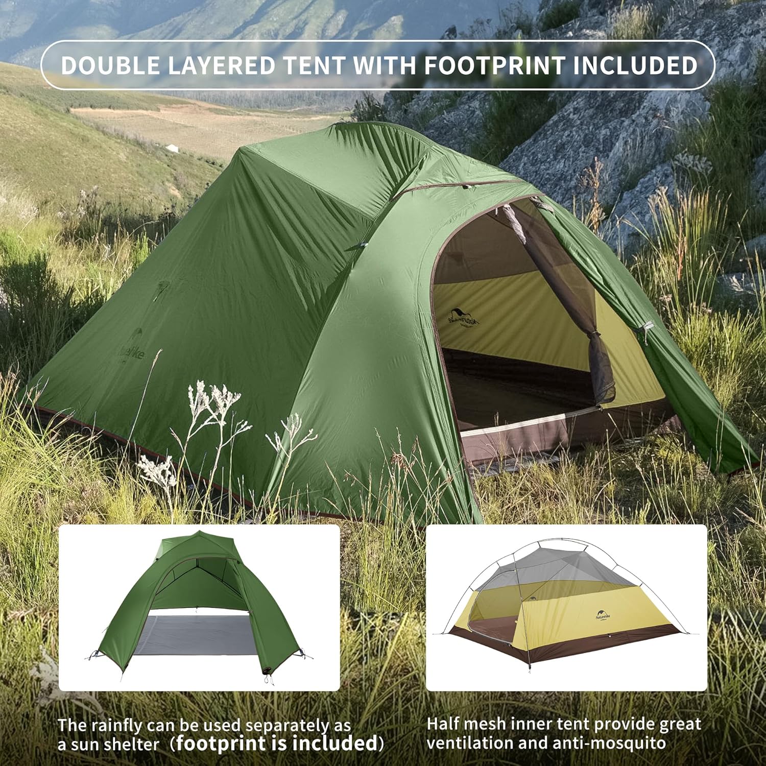 Cloud Up™ Base 3-Person Ultralight Backpacking Tent | Naturehike
