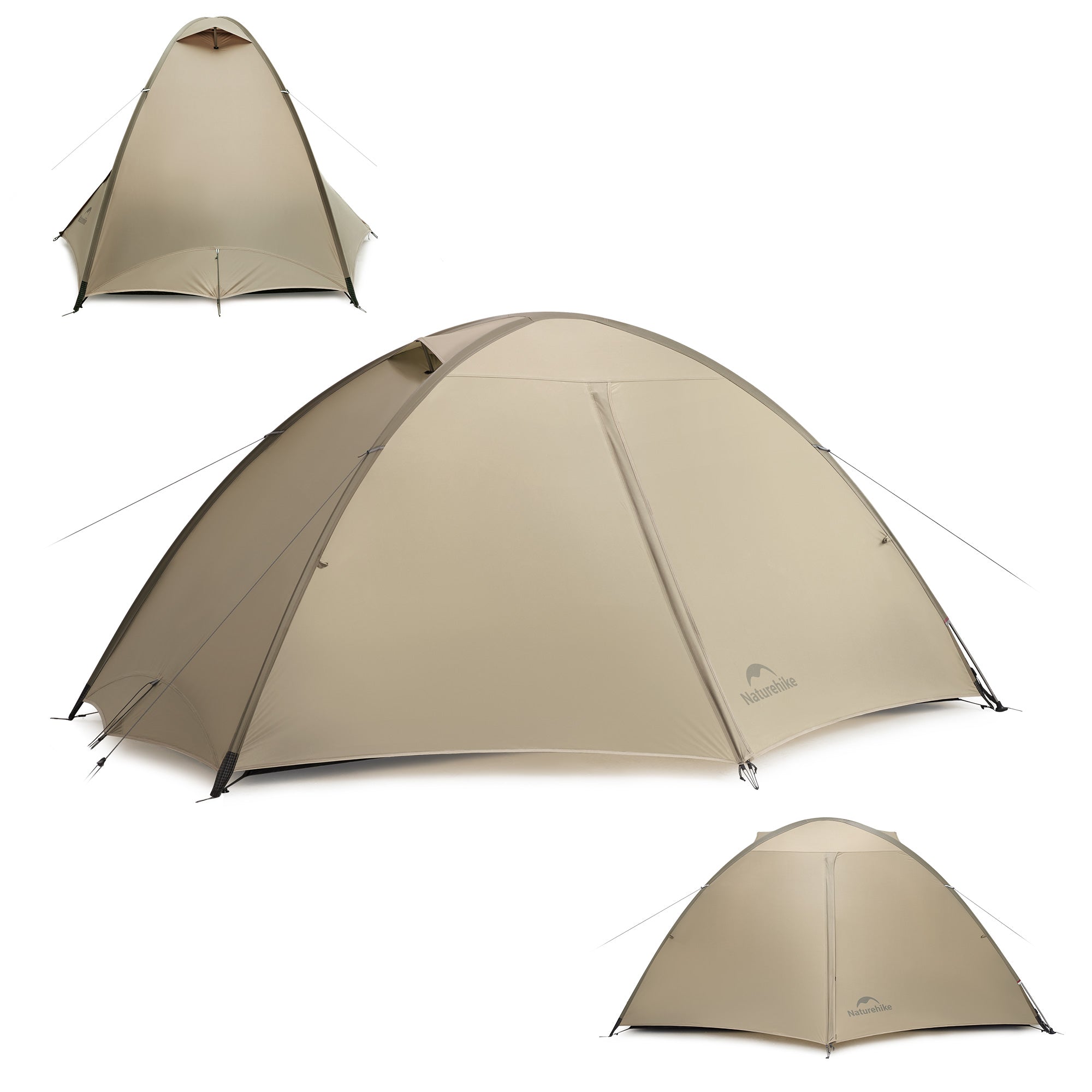 Naturehike Giling PRO 1-person 4-season backpacking tent shown from multiple angles, lightweight waterproof solo camping tent with durable X-frame structure for hiking, trekking, and all-season outdoor use.