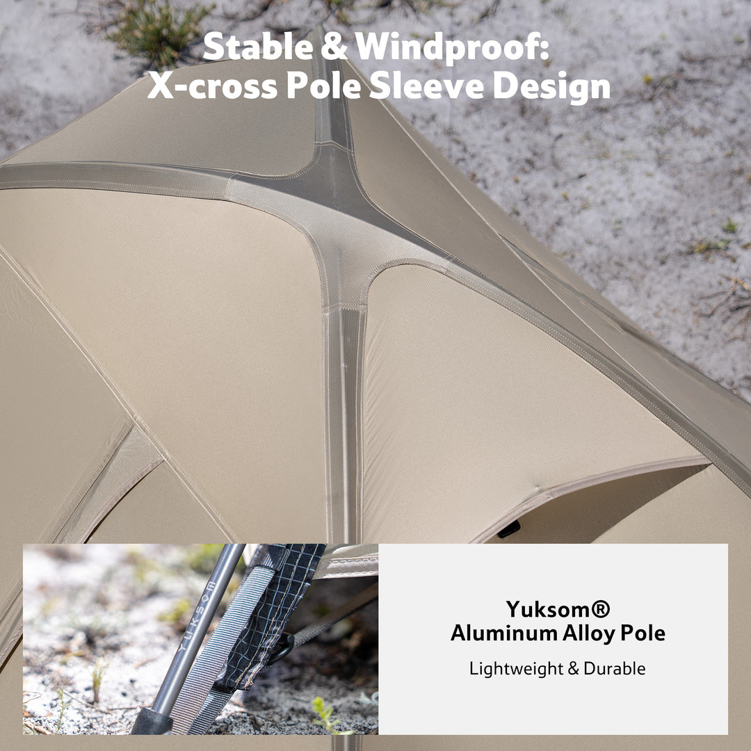 Naturehike Giling PRO 1-person 4-season backpacking tent with X-cross pole sleeve structure, stable and windproof design with durable ultralight tent poles for hiking, trekking, and all-season camping.