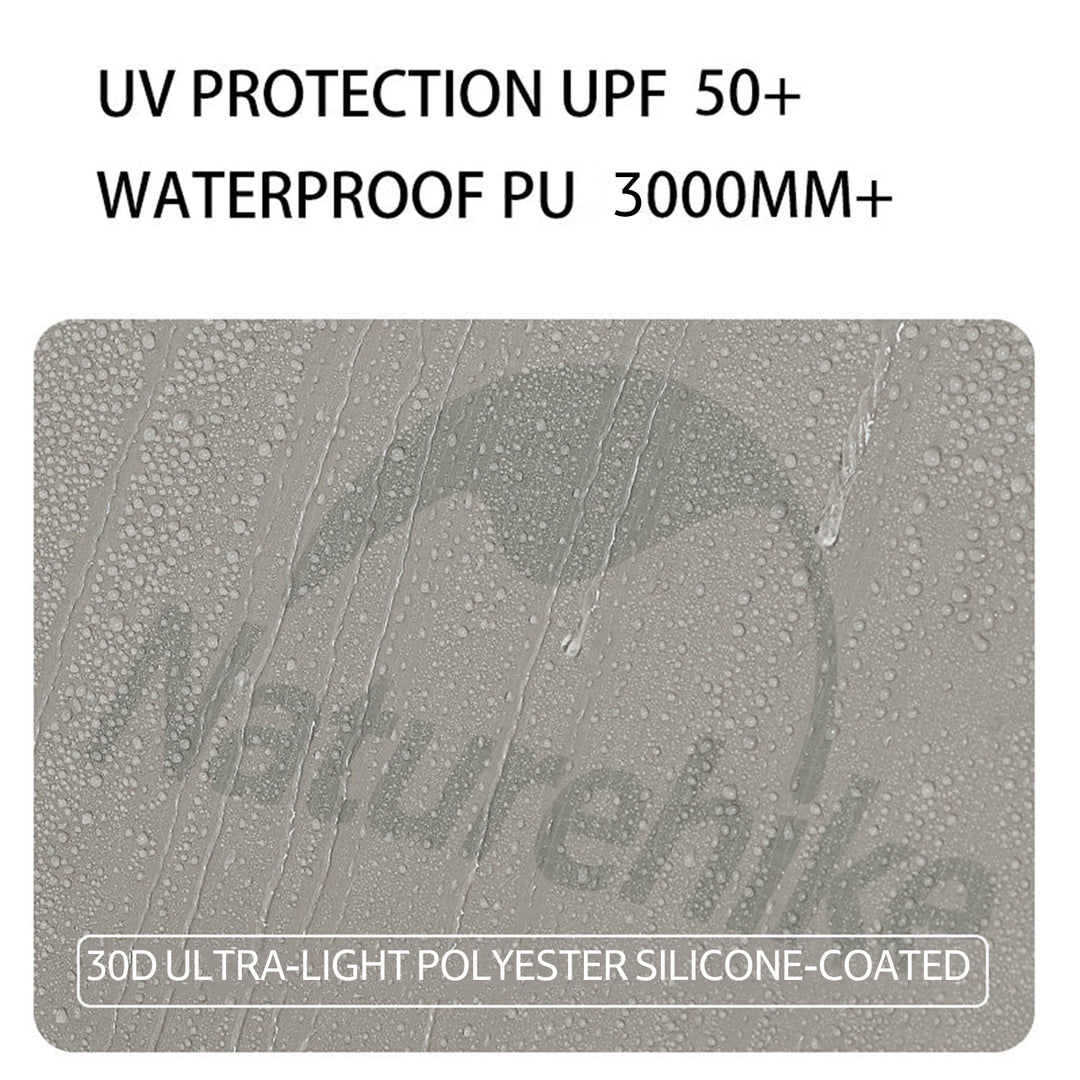 Naturehike Massif 2-Person Hot Tent close-up showing UPF50+ UV protection and PU2000+ waterproof fabric, designed for reliable sun and rain resistance in all-season outdoor camping.