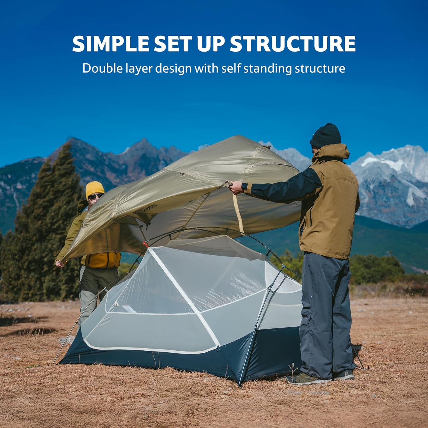 Naturehike Mongar 2 Person Backpacking Tent 3 Season Camping Tent Ultralight Double Layer Free Standing Tent for Camping Hiking Cycling Mongar™ UL 2-Person Ultralight Backpacking Tent