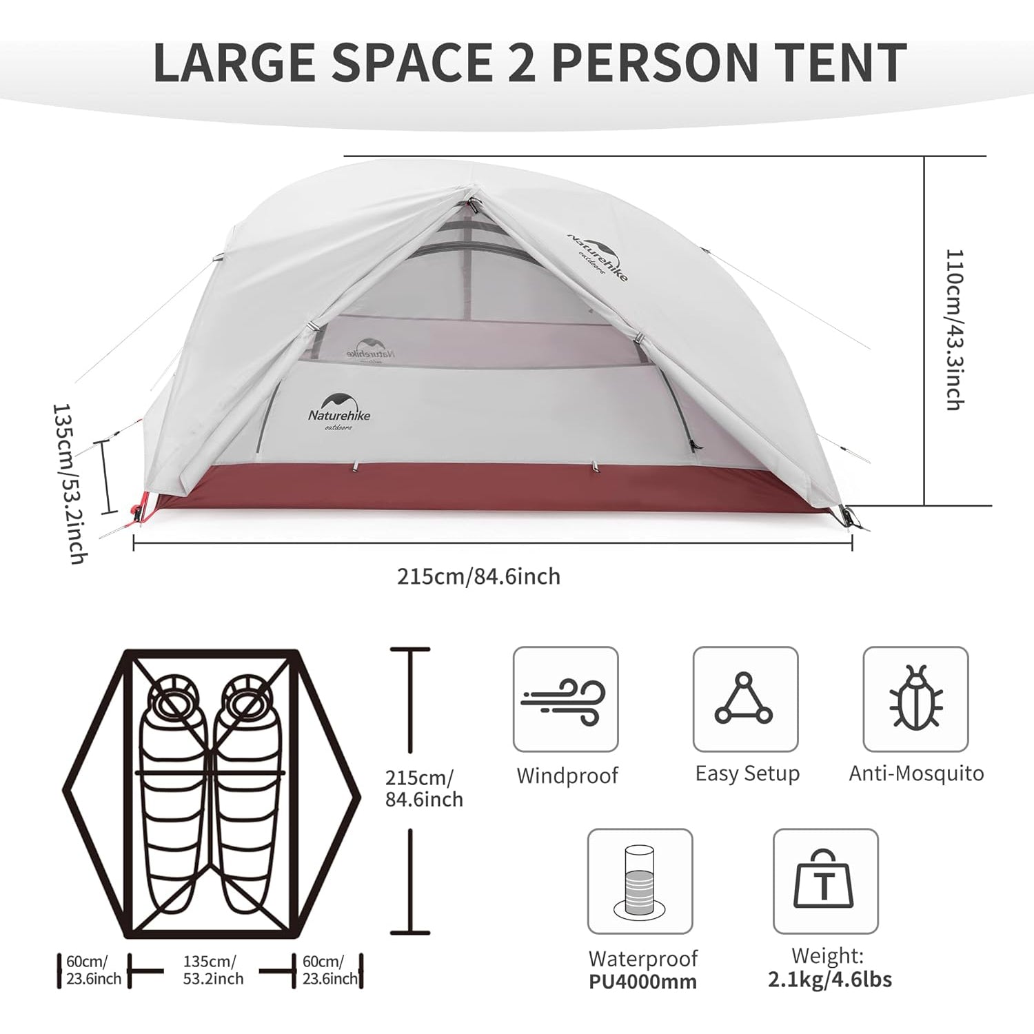 Star River™ 2-Person Ultralight Backpacking Tent | Naturehike