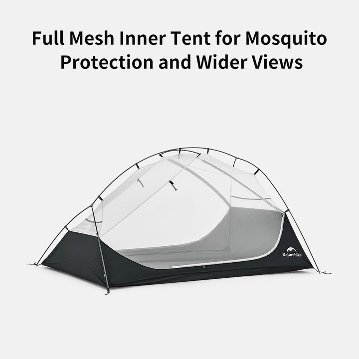 Naturehike Star River UL 2-Person ultralight backpacking tent with a full mesh inner tent, providing effective mosquito protection and wider views while maintaining excellent ventilation.