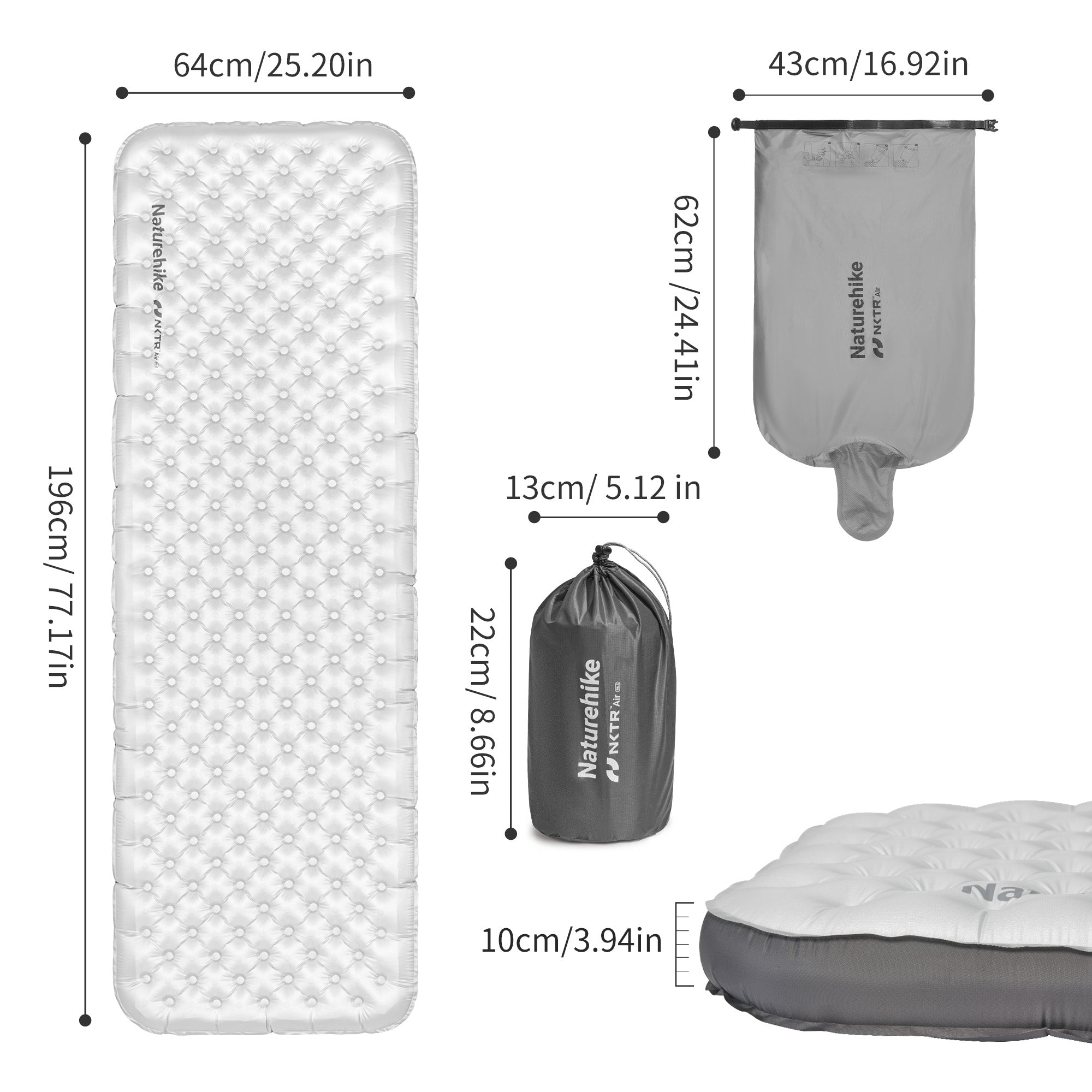 TuYe™ R6.5 Ultralight Inflatable Pad with Reinforced Sidewalls
