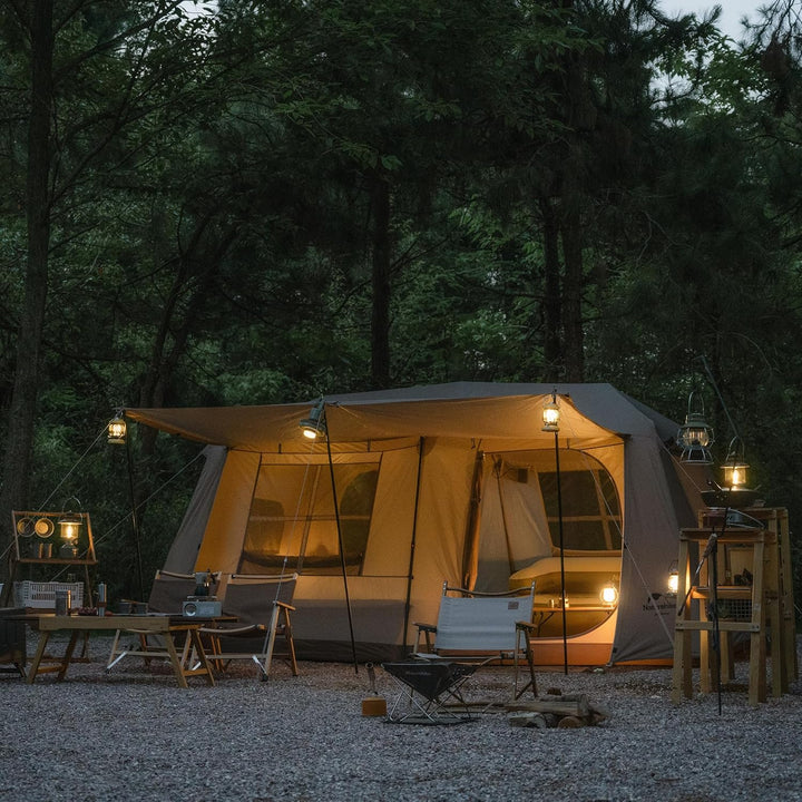 Naturehike Village 13 6-Person Automatic Cabin Tent full outdoor view with cozy and inviting atmosphere, ideal for family camping and creating memorable outdoor experiences.