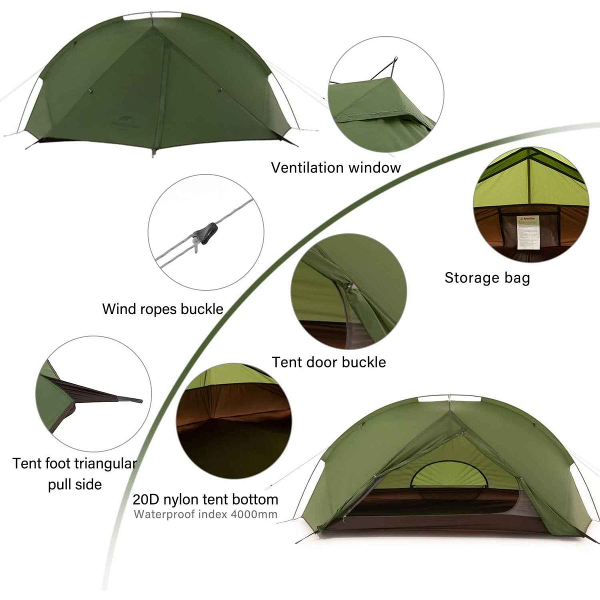 Tagar 2-Person Ultralight Backpacking Tent | Naturehike