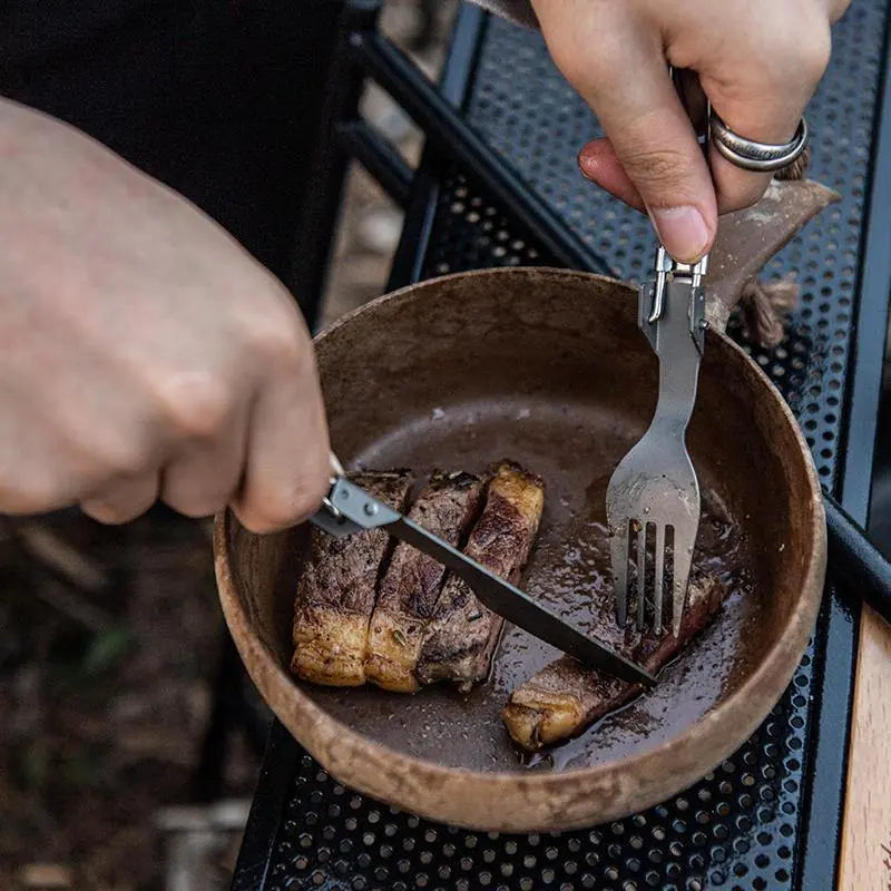 Naturehike Outdoor Titanium Alloy Portable Tableware Travel Meal Spoon Fork