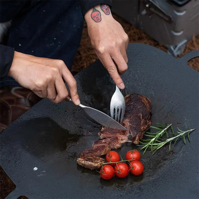 Naturehike Outdoor Stainless Steel Wooden Knife Fork Spoon Dinnerware Set