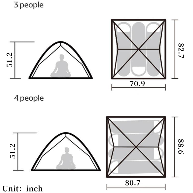 POP-UP 3-4 people tent size