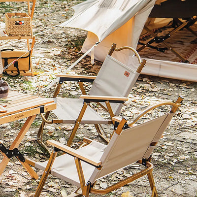 An image of a Foldable Wooden Grain Aluminum Camping Chair by Naturehike official store
