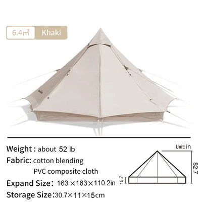 An image of a BRIGHTEN 12.3 Pyramid 4 People Cotton Glamping Tent by Naturehike official store