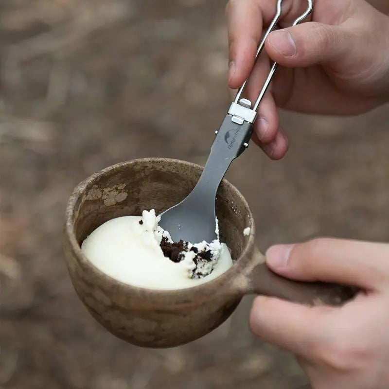 Naturehike Outdoor Titanium Alloy Portable Tableware Travel Meal Spoon Fork
