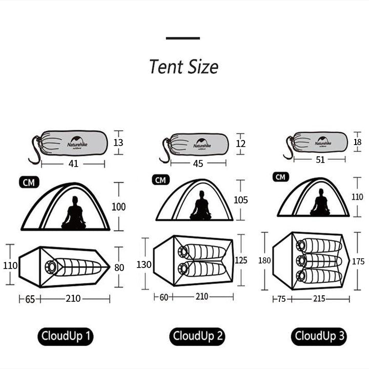 An image of a Cloud Up 1/2/3 People 3 season Camping Tent by Naturehike official store