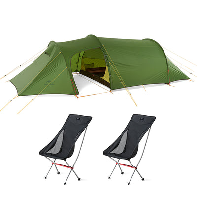 An image of a Opalus Tunnel 3P Camping Tent Plus YL06 Ultralight Foldable Camping Chair*2 by Naturehike official store