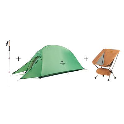 An image of a Cloud Up 1P Tent Plus YL08 Foldable Camping Chair Plus Ultralight Trekking Poles（A Pair） by Naturehike official store