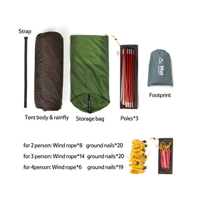 An image of a Opalus Tunnel 3P Camping Tent Plus YL06 Ultralight Foldable Camping Chair*2 by Naturehike official store